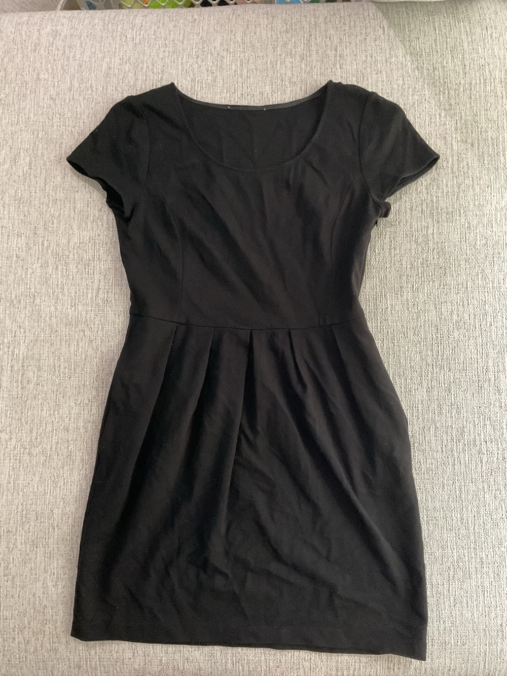 Classic Black Short-Sleeve Scoop Neck Dress